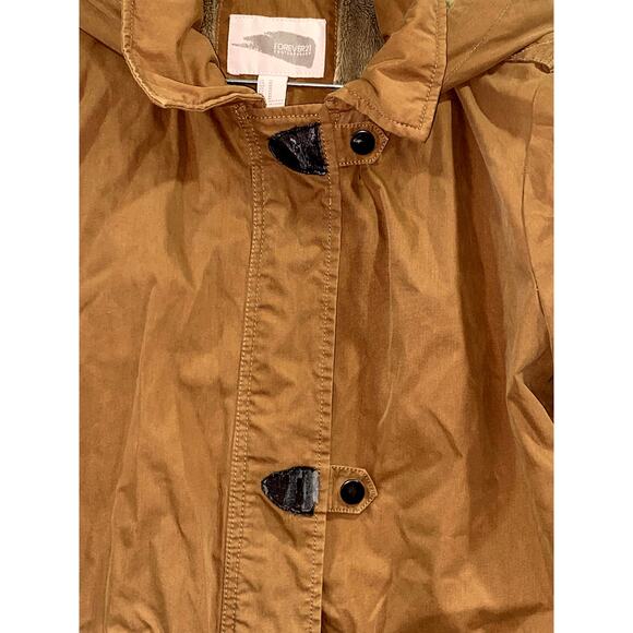 Forever21 Tan Hooded Faux fur Parka Jacket Size M Cotton Blend - Picture 10 of 11